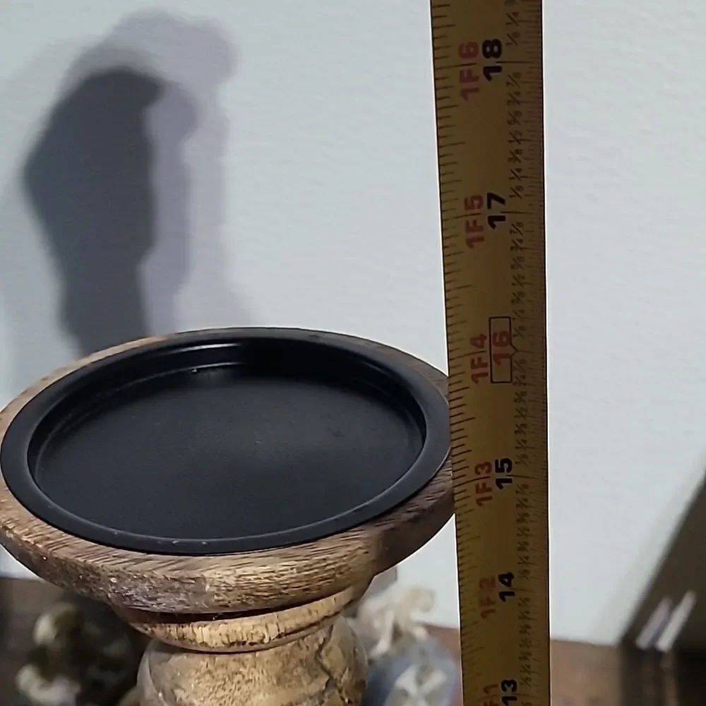 Wood Beaded Pillar Candle Holder NWT Boho - 16